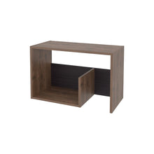 Mesa de Noche Evert, Nogal y Wengue, con diseño moderno y espacio para ubicar objetos ZF