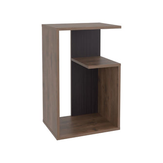 Mesa de Noche Evert, Nogal y Wengue, con diseño moderno y espacio para ubicar objetos ZF