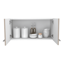 Mueble Sobre Campana Shope, Humo y Blanco, con Dos Puertas