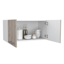 Mueble Sobre Campana Shope, Humo y Blanco, con Dos Puertas