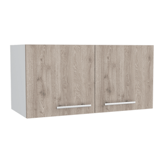 Mueble Sobre Campana Shope, Humo y Blanco, con Dos Puertas