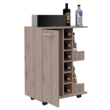 Bar Cart Argus, Humo, con Puerta y Patas con Rodachines