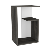 Mesa Auxiliar Evert, Grafito y Blanco, con diseño moderno y espacio para ubicar objetos