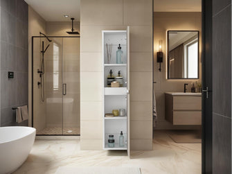 Mueble  Auxiliar para Baño High, Capri y Kronos Blanco, con espacio para almacenar objetos y es de facil instalación ZF