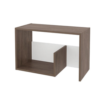 Mesa de Noche Evert, Coñac y Blanco Duqueza, con diseño moderno y espacio para ubicar objetos ZF
