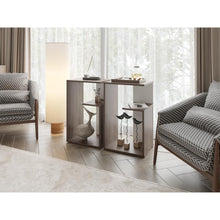 Mesa de Noche Evert, Coñac y Blanco Duqueza, con diseño moderno y espacio para ubicar objetos ZF