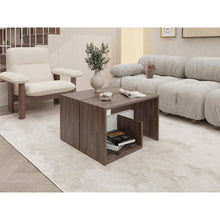 Mesa de Noche Evert, Coñac y Blanco Duqueza, con diseño moderno y espacio para ubicar objetos ZF