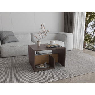 Mesa de Noche Evert, Carbón y Fresno Europeo, con diseño moderno y espacio para ubicar objetos ZF