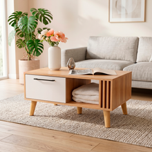 Mesa de Centro Vanez II, Capri y Fresno Europeo, Fácil de Armar