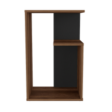 Mesa de Noche Evert, Cobre y Wengue, con diseño moderno y espacio para ubicar objetos X2