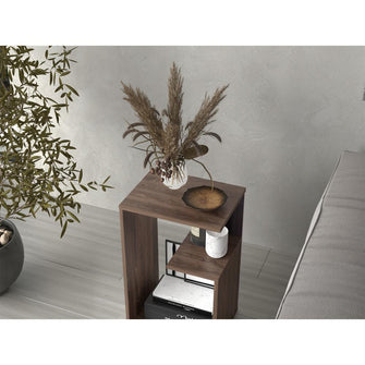Mesa de Noche Evert, Coñac y Wengue, con diseño moderno y espacio para ubicar objetos ZF