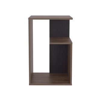 Mesa de Noche Evert, Coñac y Wengue, con diseño moderno y espacio para ubicar objetos ZF