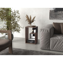 Mesa de Noche Evert, Coñac y Wengue, con diseño moderno y espacio para ubicar objetos ZF