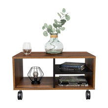 Mesa de Centro Clasic, Cobre y Wengue, con Rodachinas En Nylon Para Su Fácil Desplazamiento