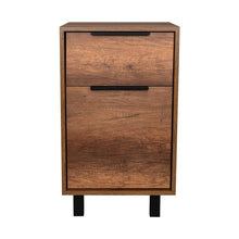 Mesa de Noche Wesley, Cobre y Wengue, con Una Puerta y Un Cajón Organizador