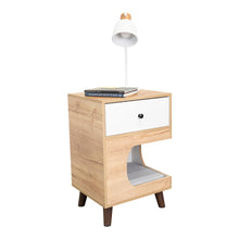 Mesa de Noche Olivit, Café Claro y Blanco