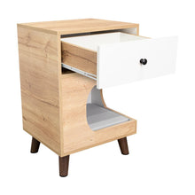 Mesa de Noche Olivit, Café Claro y Blanco