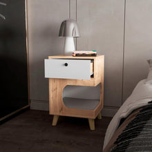 Mesa de Noche Olivit, Café Claro y Blanco