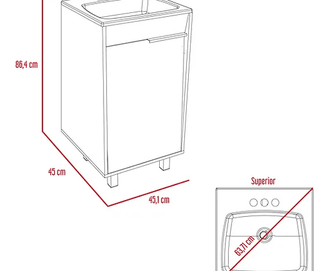 Mueble para Lavamanos Burco, Café claro con Blanco, con espacio para ubicar objetos de aseo Incluye Lavamanos