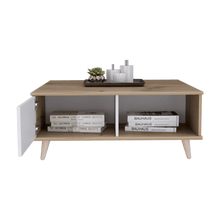 Mueble Multiusos Atlas, Café Claro y Blanco, con Puerta y Patas de Madera 95