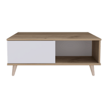 Mueble Multiusos Atlas, Café Claro y Blanco, con Puerta y Patas de Madera 95