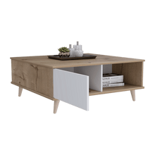 Mueble Multiusos Atlas, Café Claro y Blanco, con Puerta y Patas de Madera 95