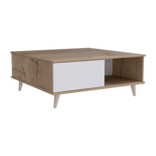 Mueble Multiusos Atlas, Café Claro y Blanco, con Puerta y Patas de Madera 95