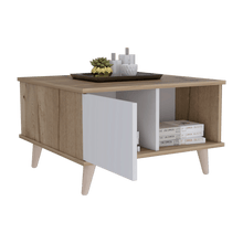 Mesa de Centro Atlas, Café Claro y Blanco, con Puerta y Patas de Madera 63