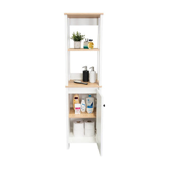 Gabinete de Baño Aqua 1, Blanco Vainilla y Café Claro, Con Variedad De Entrepaños