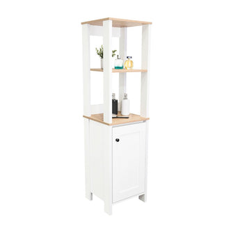 Gabinete de Baño Aqua 1, Blanco Vainilla y Café Claro, Con Variedad De Entrepaños