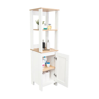 Gabinete de Baño Aqua 1, Blanco Vainilla y Café Claro, Con Variedad De Entrepaños
