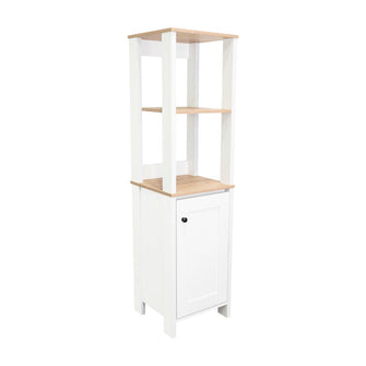 Gabinete de Baño Aqua 1, Blanco Vainilla y Café Claro, Con Variedad De Entrepaños