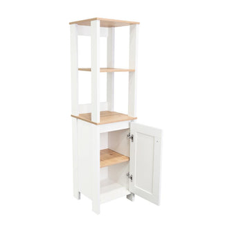 Gabinete de Baño Aqua 1, Blanco Vainilla y Café Claro, Con Variedad De Entrepaños