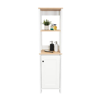 Gabinete de Baño Aqua 1, Blanco Vainilla y Café Claro, Con Variedad De Entrepaños