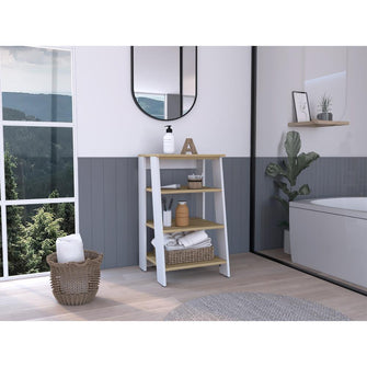 Gabinete de Baño Aqua 3 Pequeño, Blanco Vainilla y Café Claro, Con Variedad De Entrepaños