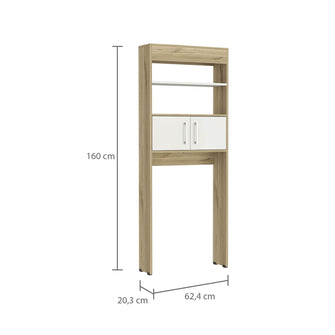 Gabinete de Baño Aqua 5, Blanco Duqueza y Café Claro, con Dos Puertas Para Su Almacenamiento X2