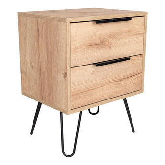 Mesa de Noche Concept, Café Claro y Wengue, con Dos Cajones Organizadores y Patas Metálicas