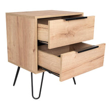 Mesa de Noche Concept, Café Claro y Wengue, con Dos Cajones Organizadores y Patas Metálicas