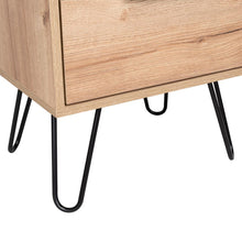 Mesa de Noche Concept, Café Claro y Wengue, con Dos Cajones Organizadores y Patas Metálicas