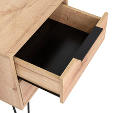 Mesa de Noche Ali, Café Claro y Wengue, con Dos Cajoneras X2