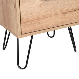 Mesa de Noche Ali, Café Claro y Wengue, con Dos Cajoneras