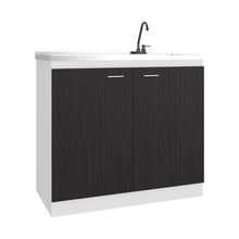 Gabinete Inferior Cantabria, Kronos Blanco y Kronos Wengue, con dos Puertas Abatibles- Mesón derecho y Grifería ZF