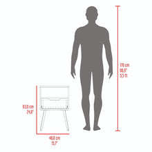 Mesa de Noche Alesio, Fresno Europeo y Blanco, con Patas en Madera y un Cajón X2