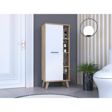 Mueble Auxiliar de Baño Kesinton, Fresno Europeo y Blanco Duqueza, con espacio para ubicar objetos de aseo personal