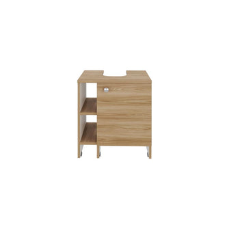 Mueble para Lavamanos Omahi, Fresno Europeo y Blanco Duqueza, con Variedad de Entrepaños