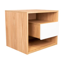 Mesa de Noche Budi, Fresno Europeo y Blancco Duqueza