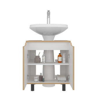 Mueble Para Lavamanos Marlo, Fresno Europeo y Blanco, No incluye Lavamanos