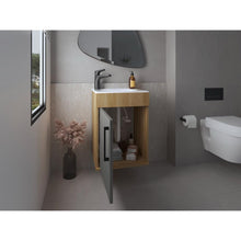 Mueble Lavamanos Oxford IV, Fresno Europeo y Plata Oscuro, Incluye Lavamanos y Grifería Sencilla Titanium