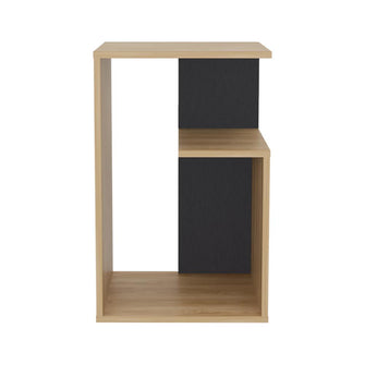 Mesa de Noche Evert, Fresno Europeo y Wengue, con diseño moderno y espacio para ubicar objetos