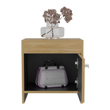 Mesa de Noche Tutto, Fresno Europeo y Wengue, con Cajón Para Guardar Objetos Ideal Para Espacios Reducidos